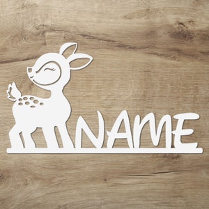 LED baby deer wooden wall lamp wall lamp children's lamp personalized with name I gift for boys & girls I battery operated image 5