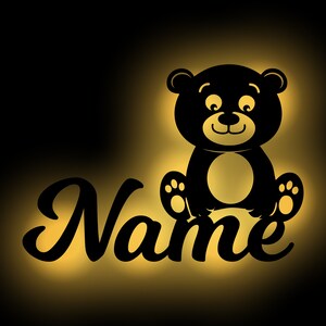 Gepersonaliseerde naamlamp met beer | Wanddecoratie nachtlampje, slaaplicht, cadeau voor jongens en meisjes, werkt op batterijen