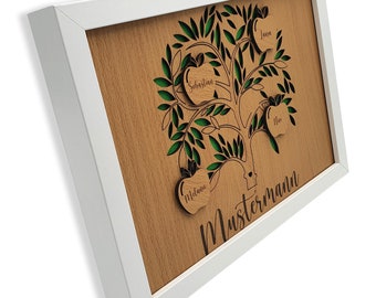 Familie cadeau stamboom van het leven I houten fotolijst gepersonaliseerd met namen voor gezinnen I wanddecoratie familie