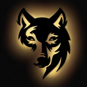Wolf decoration wall decoration wall lamp wolves decoration I wolf head gifts for wolf lovers I MDF wood black