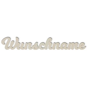 May include: A wooden sign with the word "Wunschname" written in a cursive font.