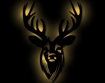 LED Hirsch Dekoration Zimmer Wanddeko Licht Wandlampe Geschenke Lampe I Wandtattoo Wand Deko I Batteriebetrieb
