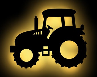 LED Tractor Wooden Room Wall Decoration Light Wall Lamp Night Light I Wall Sticker Wall Decoration Gifts for Children Children's Room I Battery Operated