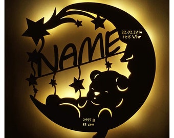 Personalized baby gifts with name | Gift for boys & girls | Wooden night light, battery operated