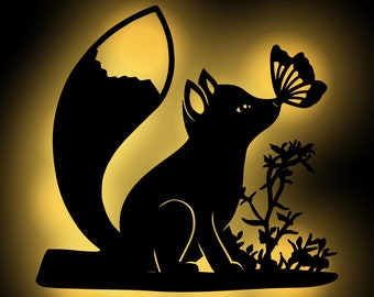 LED Fox Wooden Room Wall Decoration Light I Wall Decoration Gifts for Children & Adults I Battery Operated