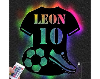 Regalo personalizado para jugador de fútbol, lámpara LED que cambia de Color, señal de entrenador de fútbol, jugador de fútbol, hombres, niños, Club