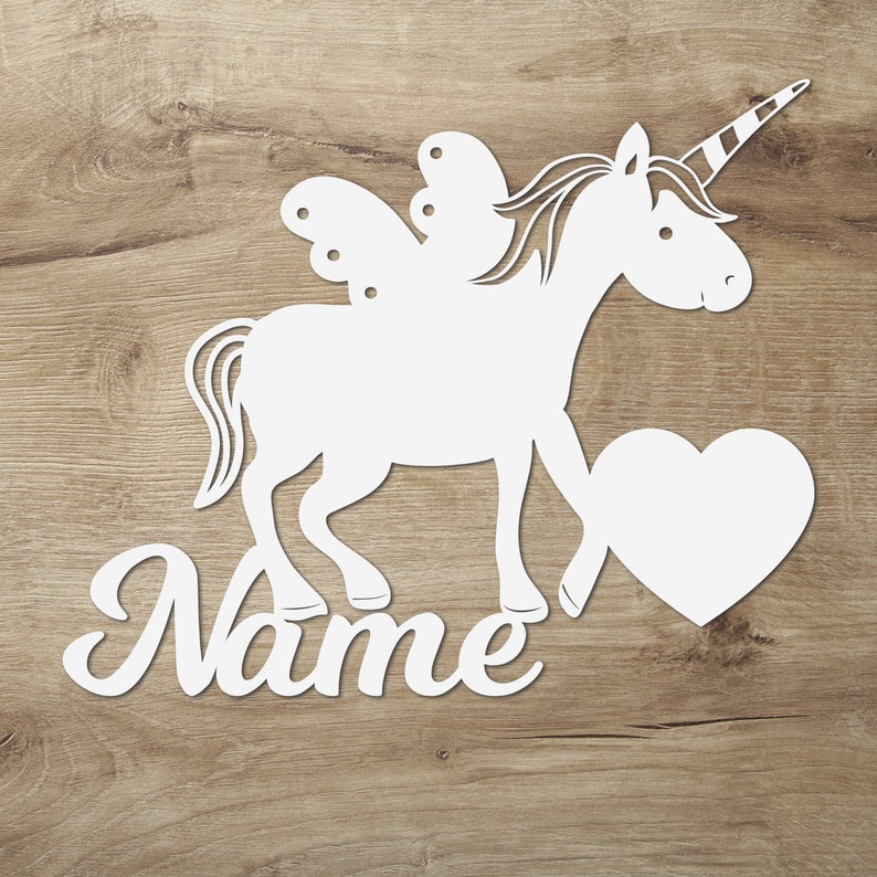 Unicorn Lamp Horse Wall Lamp Slumber Light Night Light Personalized with Name I Wood Gifts for Birth for Girls I Battery Operation image 4