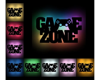 Gamezone LED wooden wall lamp decoration room lighting personalized with name as a gift for gamer boys I USB + remote control