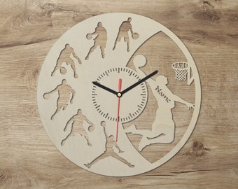 Basketball Clock Wall Decoration Personalized with Name I Gift Idea for Children & Adults