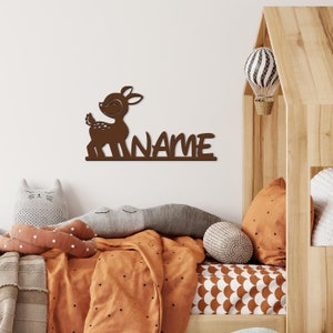 LED baby deer wooden wall lamp wall lamp children's lamp personalized with name I gift for boys & girls I battery operated image 3