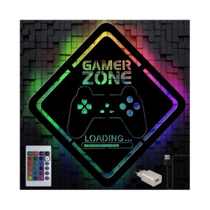 Gamer Geschenk Beleuchtung Gaming Zone Loading I 15 Farben LED USB Fernbedienung Bild 1