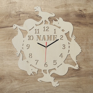 Dinosaur Wall Clock Gifts for Children Personalized with Names I Battery Operated