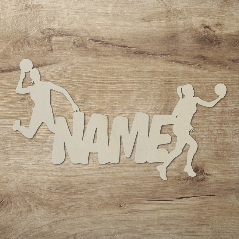 Cadeau décoration handball personnalisé avec prénom I applique en bois idée cadeau anniversaire pour femme fille handballeuse batterie image 5