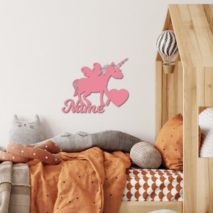 Unicorn Lamp Horse Wall Lamp Slumber Light Night Light Personalized with Name I Wood Gifts for Birth for Girls I Battery Operation image 3