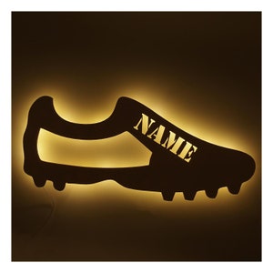Fußball Geschenke Deko Wand Licht personalisiert mit Namen I Holz Geschenkideen zum Geburtstag für Fußballer I Batteriebetrieb