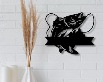 Angler Fish Fishing Wall Decoration LED Decoration Lamp DIY MDF Wood Gifts Decoration Living Room Bedroom and Children's Room Easy DIY