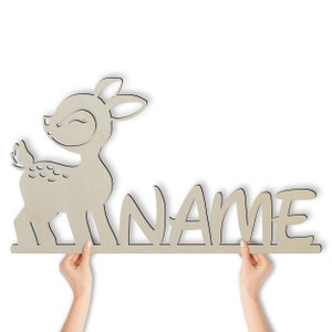 LED baby deer wooden wall lamp wall lamp children's lamp personalized with name I gift for boys & girls I battery operated image 2