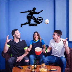 Fußball Geschenke Deko Wand Licht personalisiert mit Namen I Holz Fussball Geschenkidee zum Geburtstag für Fußballer I Batteriebetrieb zdjęcie 2