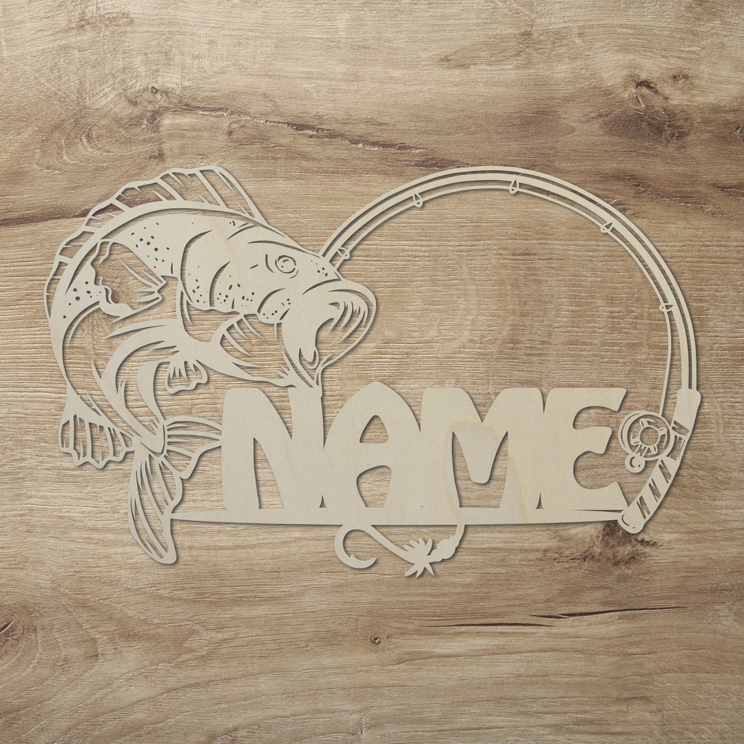Angler Fish Name Plate Door Sign Wooden Sign Personalized With Name I ...