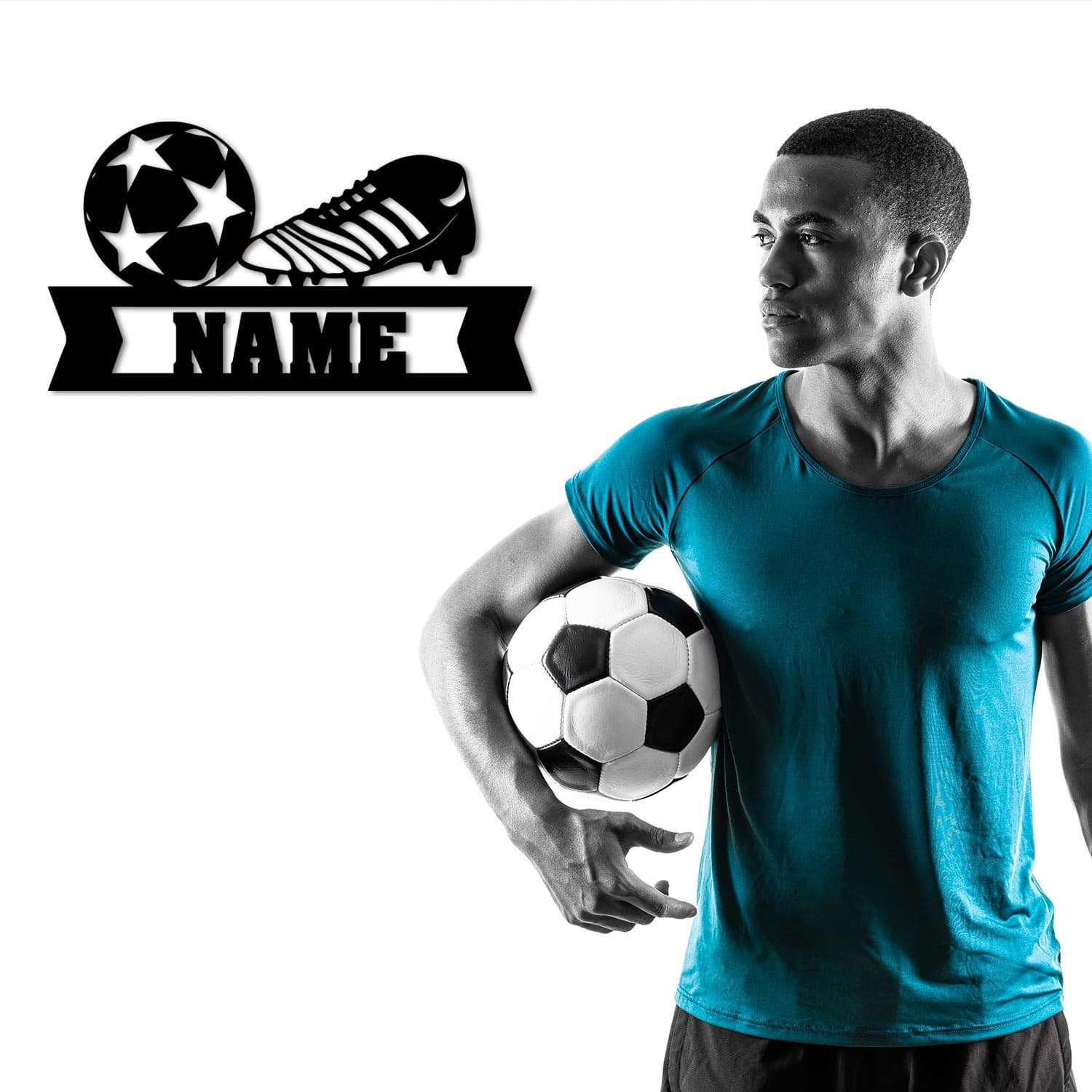 Lampe Murale LED Football Personnalisable - Veilleuse Bois Avec Prénom