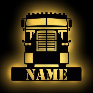 LED camion camion lampe murale décorative en bois veilleuse veilleuse personnalisée avec le nom I cadeaux pour les chauffeurs de camion I fonctionnant sur batterie
