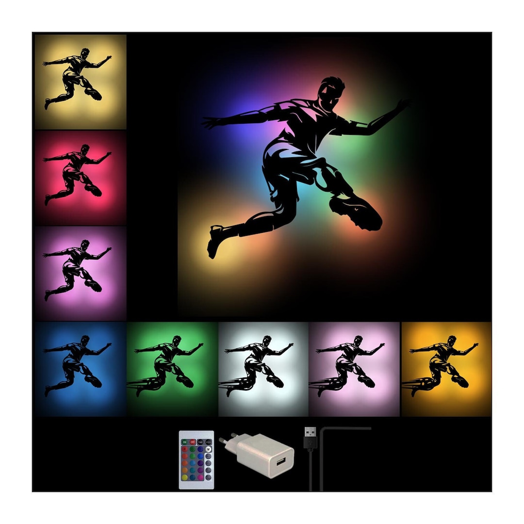 USB Color Changing Football Wall Decal Wooden Wall Decor Lamp | Gift ...