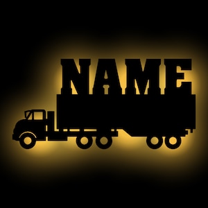 LED camion lampe murale décorative en bois veilleuse lumière de sommeil personnalisée avec le nom I cadeaux pour les chauffeurs de camion I fonctionnant sur batterie