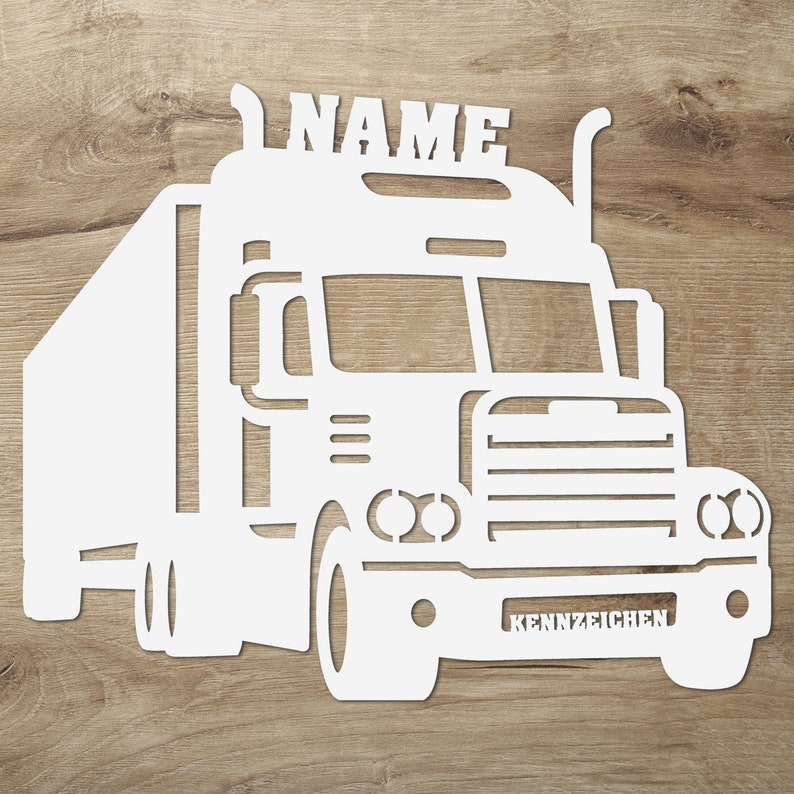 LED Truck Wood Decoration Wall Lamp Night Light Slumber Light Personalized with Name I Gifts for Truck Driver I Battery Powered image 6