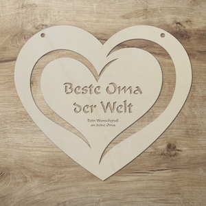 Heart Best Grandma in the World Nameplate Doorplate Wooden Sign Personalized with Name I Gift Idea for Grandmothers