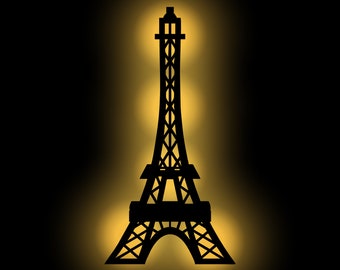 Lampada da parete decorativa in legno a LED Torre Eiffel, luce notturna per dormire, regalo per gli amici di Parigi, funzionamento a batteria