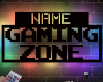 Gamingzone Gamer Zubehör Zimmer + Name I 15 Farben LED USB + Fernbedienung + Netzteil