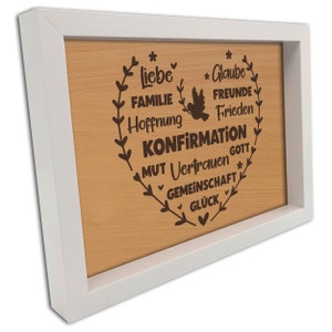 Marco decorativo de regalo de confirmación con grabado - regalo de confirmación para niñas, niños y jóvenes - marco de madera 20 x 30 cm
