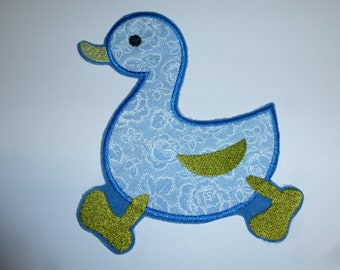 große Ente Button Aufnäher Bügelbild ca. 15 x 12 cm Patch zum aufbügeln Flicken