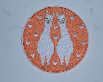 2 Lamas cute Lama Aufnäher z.bügeln 9,5 cm gestickt Patch Applikation Schultüte