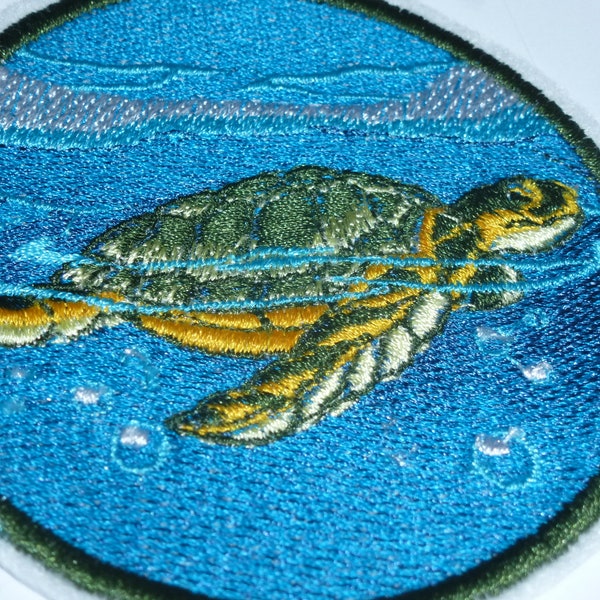 Schildkröte Umweltschutz Patch Aufnäher zum bügeln Hosenflicken Schultüte ca 8 cm