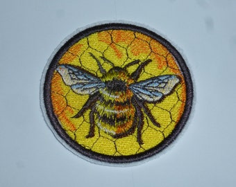 Biene Umweltschutz Patch Aufnäher zum bügeln Hosenflicken Schultüte ca 7 cm Imker