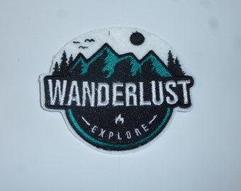 WANDERLUST mountain sports hiking mountains Bavaria Alps patch 9.5 x 8.4 cm