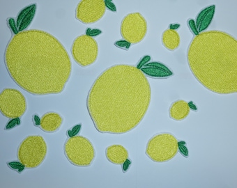 Zitrone Aufnäher Patch Abzeichen Stickerei Pop Kultur Retro Italien Zitrusfrucht verschiedene Größen wählbar