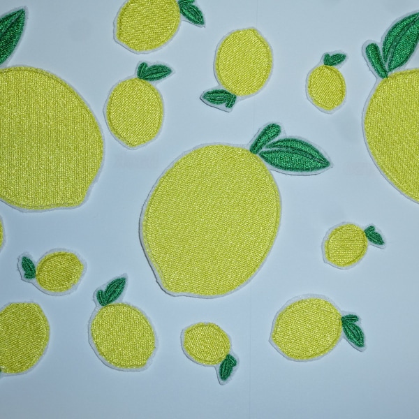 Zitrone Aufnäher Patch Abzeichen Stickerei Pop Kultur Retro Italien Zitrusfrucht verschiedene Größen wählbar
