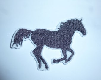 Rappe schwarzes Pferd 10 x 7 cm Aufnäher zum bügeln Patch