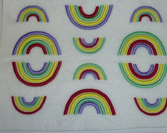 9er Set Neon Regenbogen Pastellfarben Aufnäher zum aufbügeln Patch Flicken Hosenflicken zum selber ausschneiden