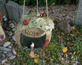 Vogelhaus Kugelrund, Keramik, ton, handgemacht