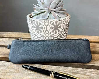 Pencil case, pencil case, leather folder, small pencil case (S) made of leather, gifts for teachers, Christmas gift for women