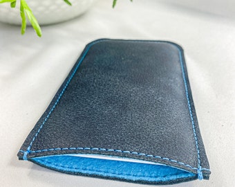 Mobile phone case, mobile phone cover "Round" made of felt & leather - made to measure - in black, for iPhone, Samsung and all other models