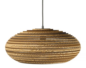 Hängelampe Ovale Papplampe, Minimalistische Wohnbeleuchtung, ökologischer Natürlicher Lampenschirm - STONE 45