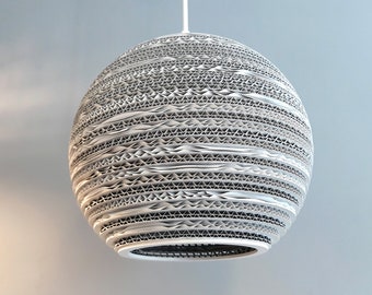 White hanging lamp made of cardboard - MOON