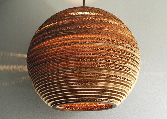 Consumeren verdediging groot Round Hanging Lamp Made of Cardboard SFERA 35 - Etsy