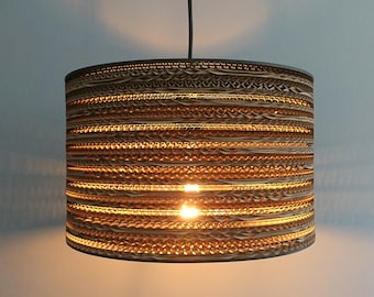 Cylindrical hanging lamp made of cardboard - TAMBURO