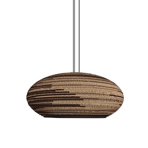 Lámpara colgante de cartón grande, iluminación del hogar hecha a mano, pantalla natural ecológica - STONE 70