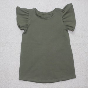 Basic Shirt khaki Rüschenärmel Bild 1